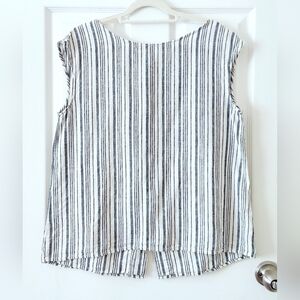 Max Studio Linen Blend Striped Top